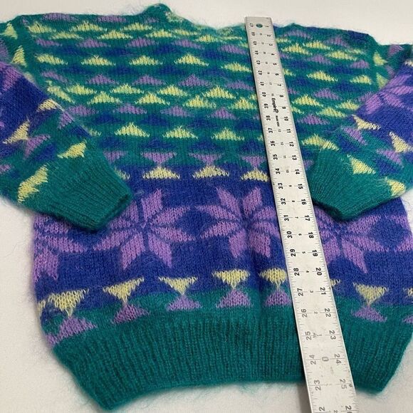 Gallagher Mohair Teal Geometric VTG Sweater Size Medium - Picture 11 of 13
